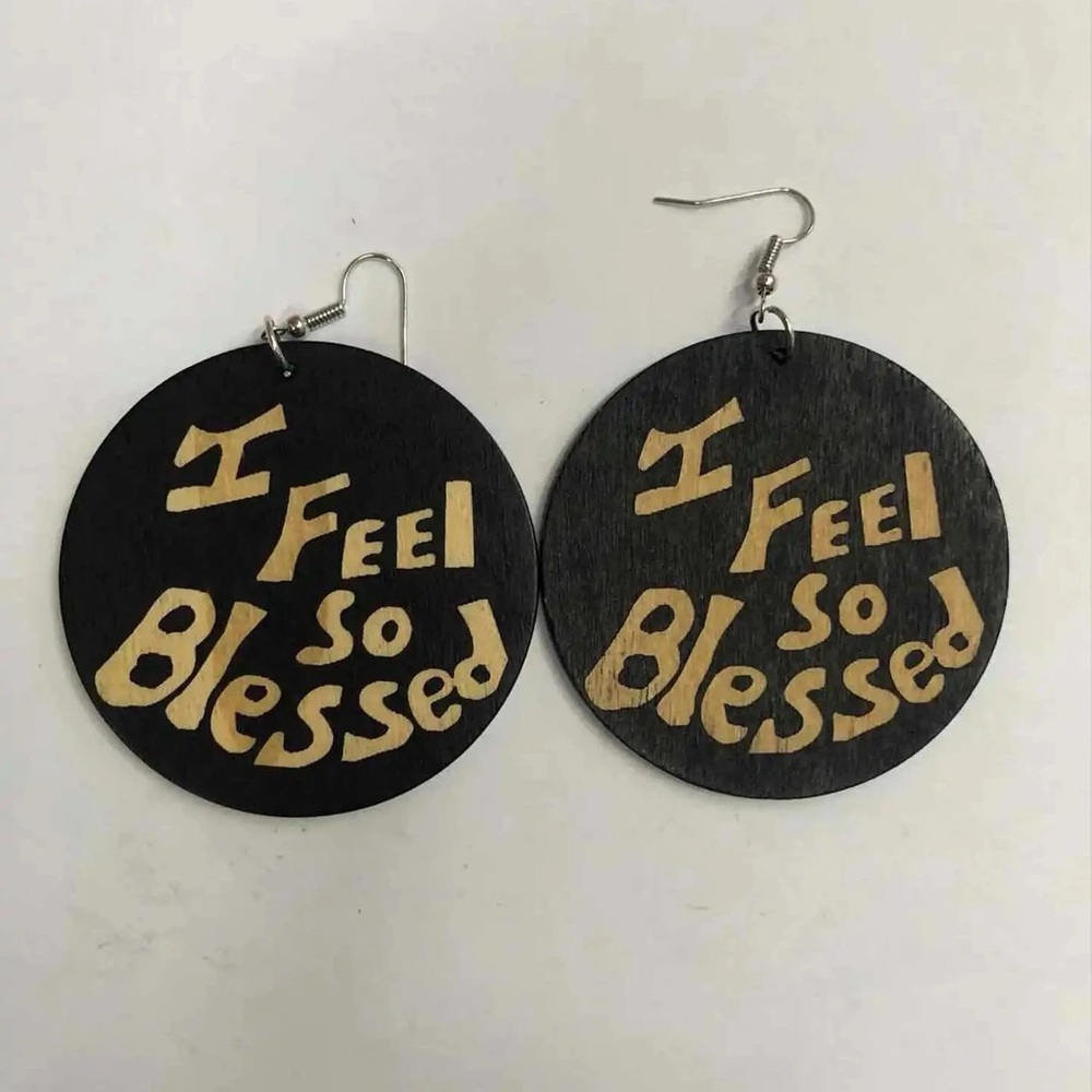 Brown and Tan 'I Feel So Blessed' Earrings